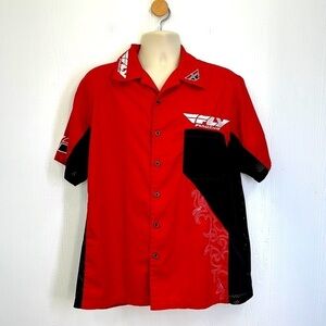 Fly Racing - Red and Black Button Down Pocket Mesh Sides Shirt Size Large